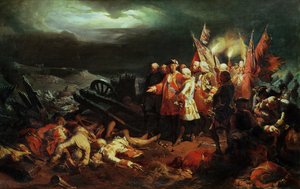 Lodewijk XV (1710-74) bezoekt het slagveld bij Fontenoy in mei 1745